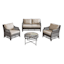 Grace Mitchell Rochester All-Weather Wicker Coffee Table with Tempered Glass Top, Dark Grey