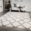 (C162) Windsor White Quatrefoil Shag Area Rug, 8x10