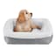Crystal Grey Velvet & White Microberber Pet Bed, 18x22