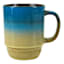Set of 4 Stacked Blue & Tan Mugs, 14oz