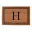 Providence Monogram H Black Natural Border Coir Mat, 18x27