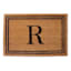 Providence Monogram R Black Natural Border Coir Mat, 18x27