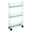 3-Tier Slim Metal Mesh Rolling Storage Cart, Eggshell Blue