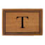 Providence Monogram T Black Natural Border Coir Mat, 18x27