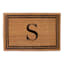 Providence Monogram S Black Natural Border Coir Mat, 18x27