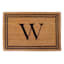 Providence Monogram W Black Natural Border Coir Mat, 18x27