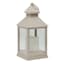 Neutral Tan Weatherproof Outdoor Lantern with LED Candle, 9.5"