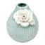 Grace Mitchell Blue Etched Ceramic Bud Vase with White Flower, 6"