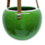 Indoor Leather Hanging Dark Green Smooth Ceramic Pot, 4"