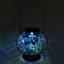 Blue Mosaic Glass Ball Outdoor Lantern with Metal Handle, 8"