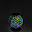 Iridescent Mosaic Glass Solar Ball Lantern, 8"