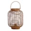Natural Brown Wicker Barrel Lantern with Bulb, 12.5"