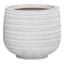 Indoor Whitewashed Horizontal Lines Ceramic Planter, Medium