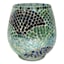 Ty Pennington Blue Mosaic Patterned Glass Hurricane, 6.5"