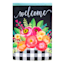 Welcome Floral Buffalo Check Garden Flag, 18"