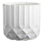 Short White Cylindrical Diamond Ribbed Shadow Outdoor Planter, Medium