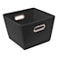 Square Black Quilted Storage Bin, 10.5"