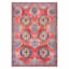 (D565) Freya Red & Blue Medallion Washable Area Rug, 5x7