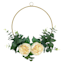 Yellow Peony Half Wreath with Gold Metal Hoop, 14"