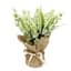 Green Heather Flowers with Burlap, 11"