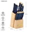 Farberware 15-Piece Navy and Gold Handle Triple Riveted Knife Block Set