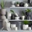 Japi Dark Grey Slate Reverse Cement Outdoor Planter, Large