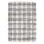 (C122) Honeybloom Ivory & Dark Grey Plaid Design Shag Area Rug, 5x7