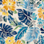 (E264) Santa Monica Blue Floral Indoor & Outdoor Area Rug, 5x7