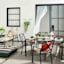 Grammercy Black Steel Slat Patio Dining Table, 60x36