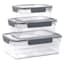 Set of 3 Rectangle Airtight Food Storage Containers, Charcoal
