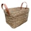 Honeybloom Austin Seagrass Storage Basket with Leather Handles, Small