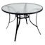 Outdoor Round Water Wave Glass Top Dining Table, Black