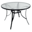 Round Water Wave Glass Top Outdoor Dining Table, Black