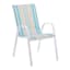 Ty Pennington Stackable Blue & Beige Striped Sling Patio Chair with White Frame
