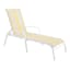 Tracey Boyd Stackable White & Yellow Caprice Striped Sling Outdoor Chaise Lounge Chair