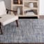 (A410) Strato Hatchure Blue Woven Shag Runner, 2x6