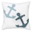 Ty Pennnington White Throw Pillow with Blue Anchors, 18"