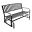 Black Slat Steel Glider Patio Bench