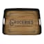 Wooden Groceries Tray with Metal Border, 17.5"