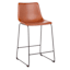Drake Faux Leather Modern Industrial Counter Stool, Cognac