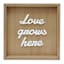 Honeybloom Love Grows Here Wooden Block Sign, 10"