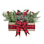 Homespun Holiday Arrangement in Wood Box with Red Buffalo Plaid Bow, 10"