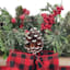 Homespun Holiday Arrangement in Wood Box with Red Buffalo Plaid Bow, 10"