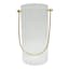 Tracey Boyd Clear Ribbed Glass Hurricane Candle Holder with Handle, 8"