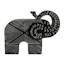 Black Wooden Elephant Figurine, 7.7"