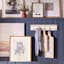 Honeybloom Glass Framed Navy Blue Botanical Print Wall Art, 19x25