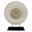 Tracey Boyd Brown & Ivory Carved Medallion with Beads on Stand, 16"