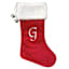 20" Red Velvet Monogram Stocking, G
