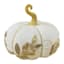 Grace Mitchell Gold Beaded Fabric Pumpkin with Metal Stem, 7.5"