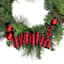 Red Ornament & Buffalo Plaid Bow Wreath, 24"